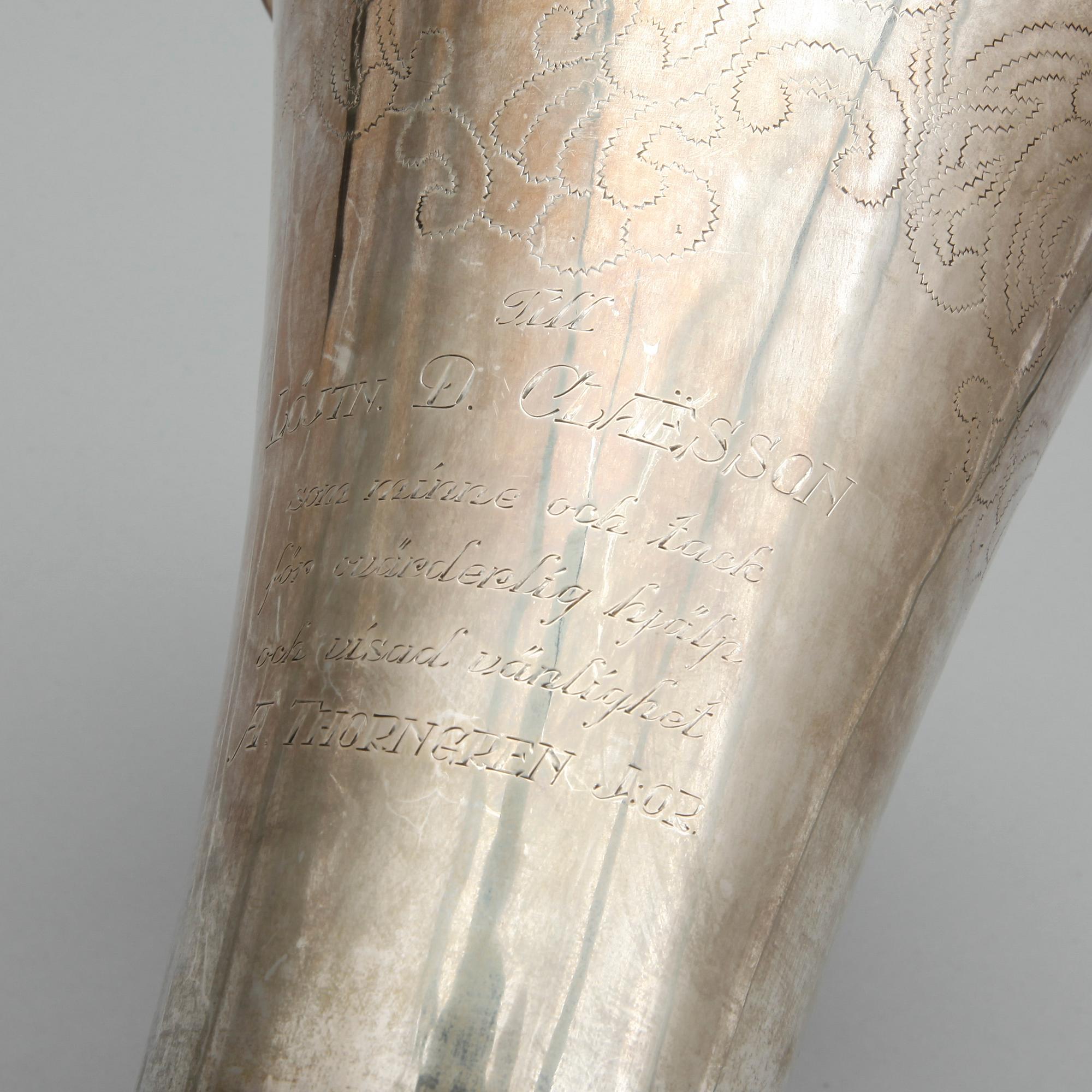 BÄGARE, silver, K Andersson, Stockholm, 1932. Vikt ca 342g.