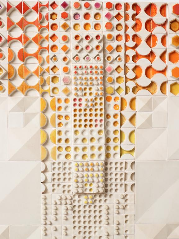 Rut Bryk, a stoneware wall relief, Arabia, Finland 1970's.