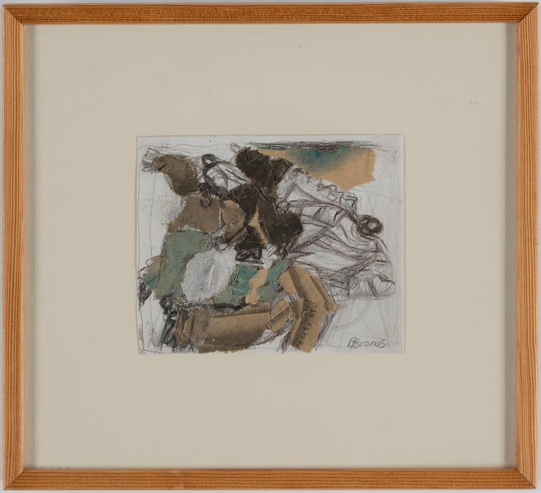BIRGIT BROMS, collage on paper, signed.