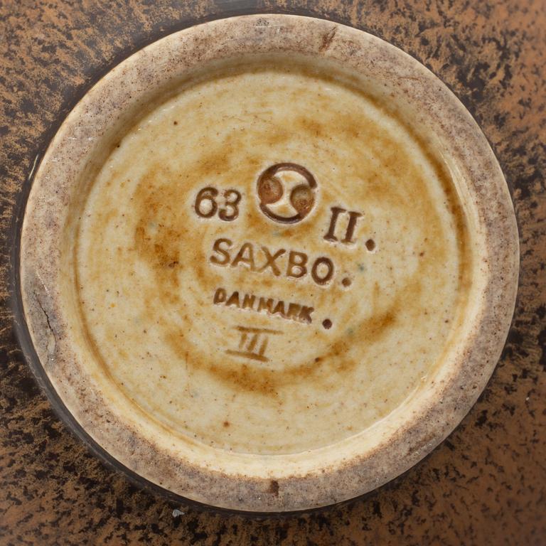 Eva Stæhr Nielsen & others, two stoneware vases and a teapot, Saxbo, Denmark, mid and first half of the 20th century.