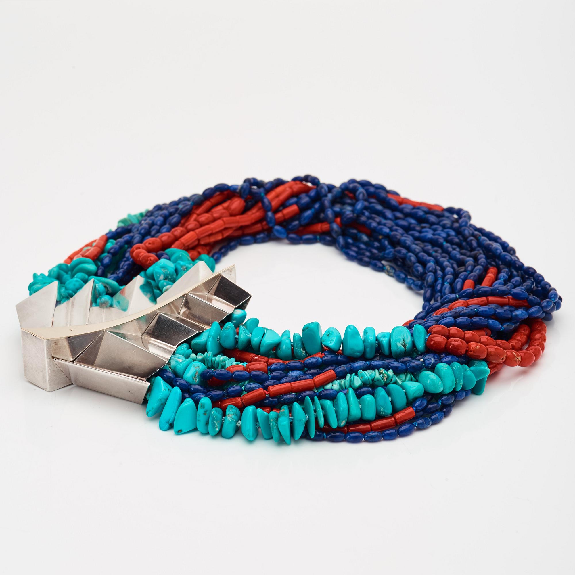Kristian Nilsson, a sterling necklace with semi-precious stones, Stockholm, 1983,