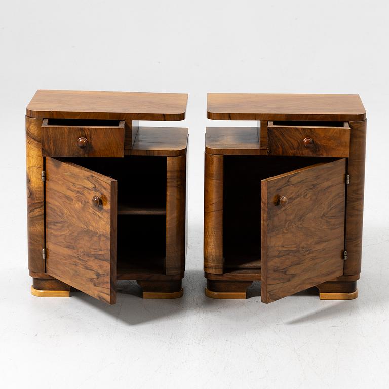 Sängbord, ett par, art deco-stil, 1900-talets mitt.