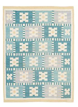 625. RUG. "Vitsippa". Flat weave. 188,5 x 139,5 cm. Signed SB.