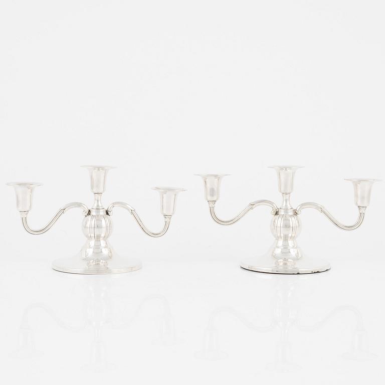 A pair of silver candlesticks, Denmark, 20th Century.