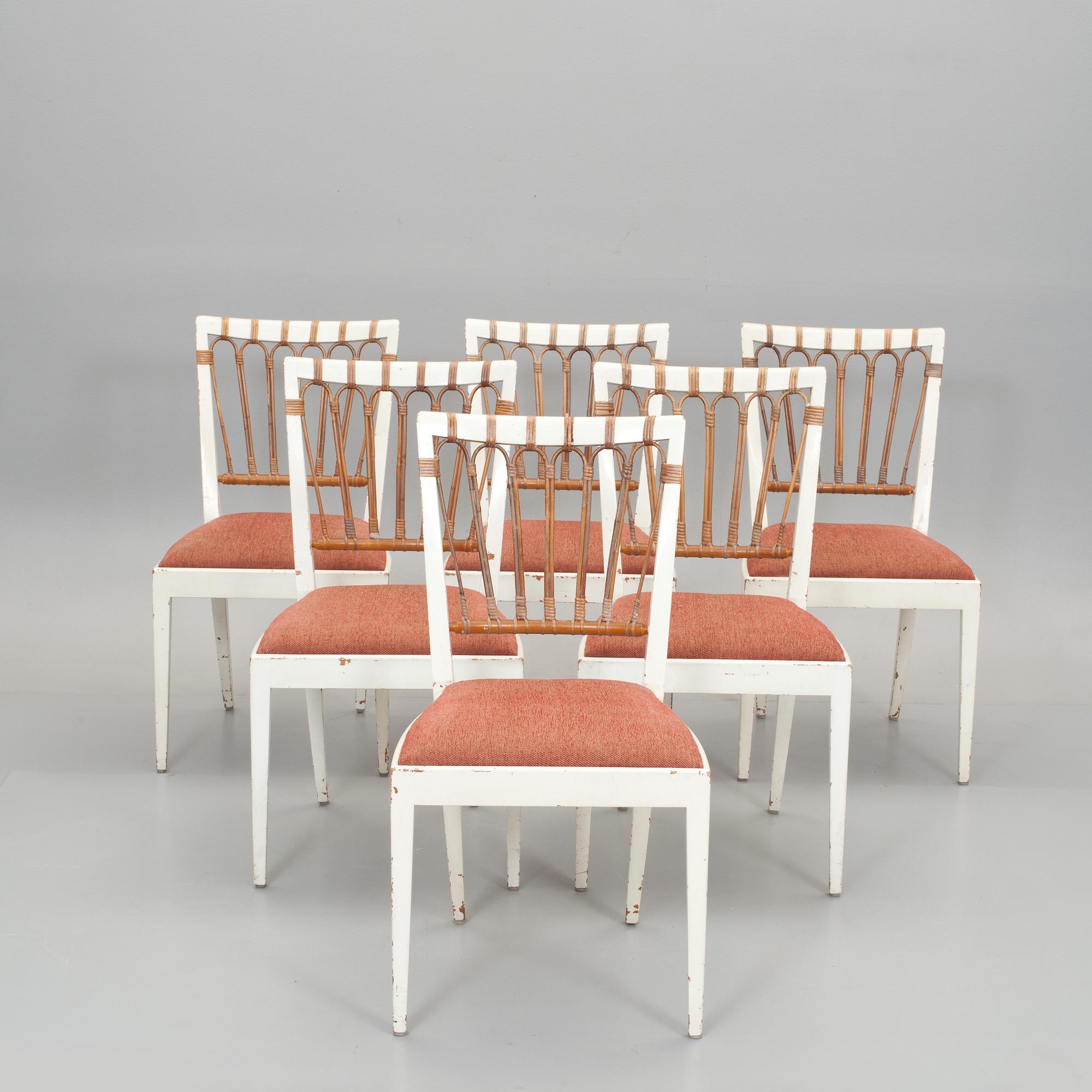 STOLAR 6 st, Josef Frank för Svenskt tenn, modellnr 1165. 1950-tal.