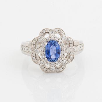 Sapphire and brilliant cut diamond ring.