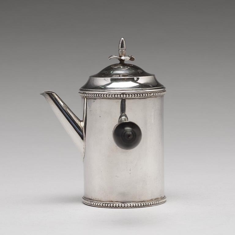 A Swedish 18th century silver coffee-/ milk- pot, mark of Erik Holmberg, Lund 1795.