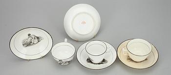 TE- samt KAFFEKOPPAR, 2+1, flintgods, Davenport ca 1815-1830-tal.