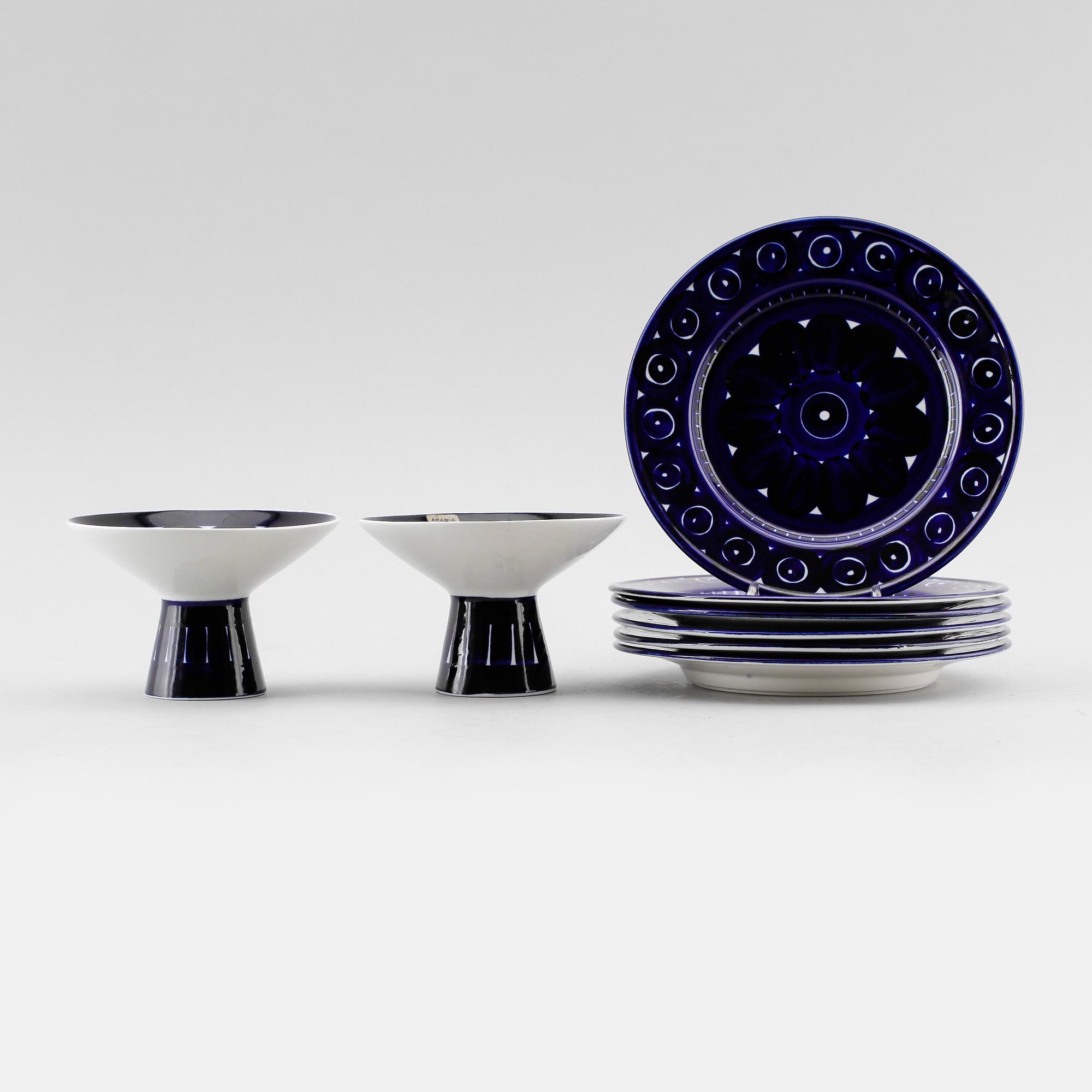 SERVISDELAR, 7 delar, porslin, "Valencia", design Ulla Procopé, Arabia.