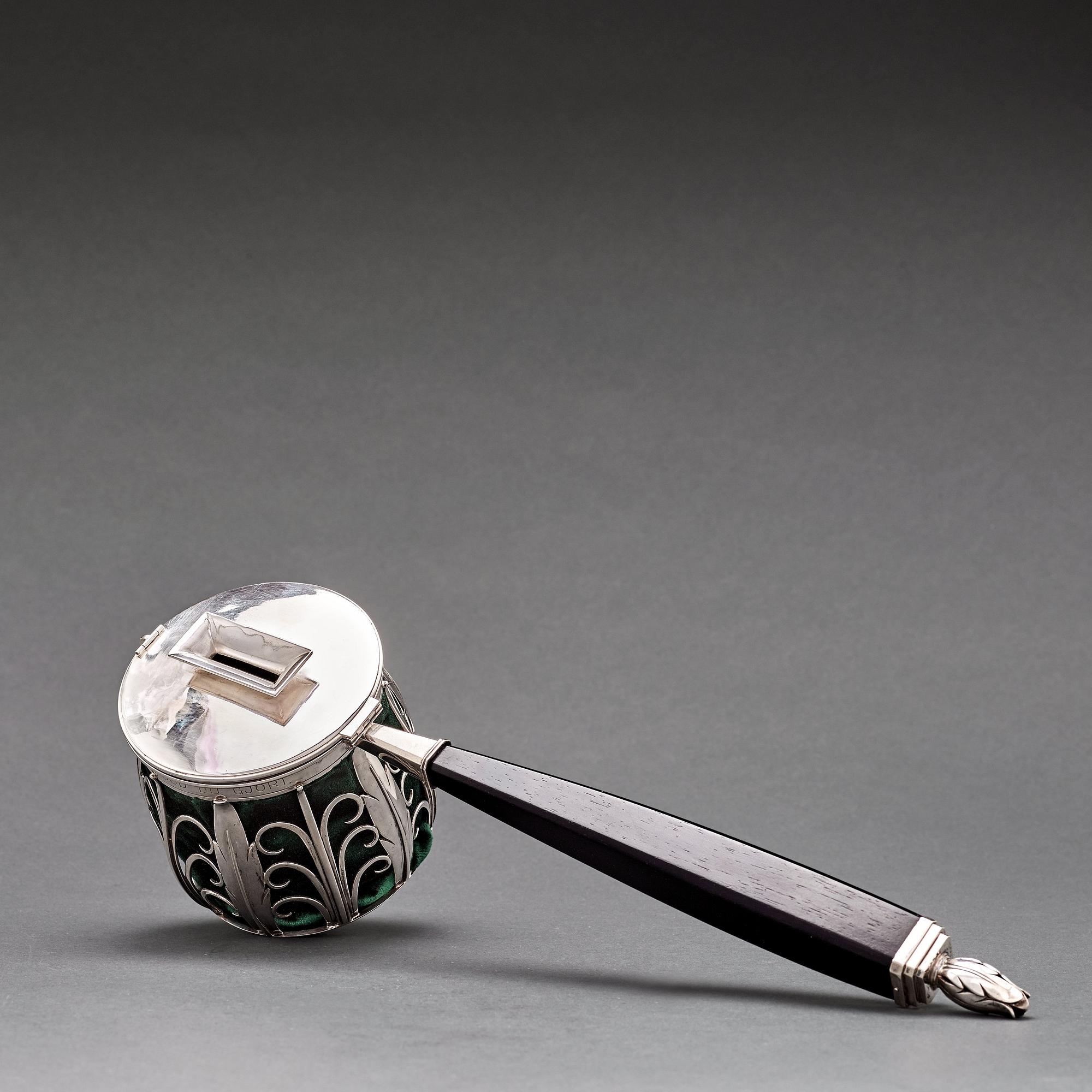 Atelier Borgila, a sterling and ebony collection bag, Stockholm 1931.