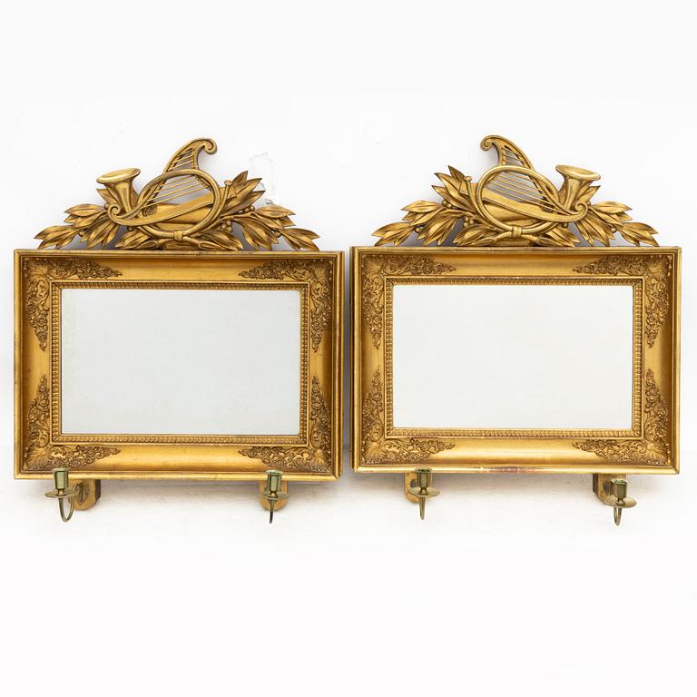 Petter Gustaf Bylander, a pair of late Empire mirror sconces, Gothenburg, mid-19th century.
