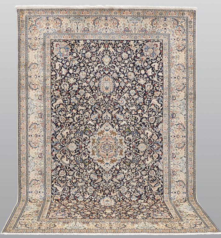 A Nain carpet, part silk, so-called 6 LAA, approx. 324 x 210 cm.