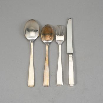 MATBESTICKSSERVIS, 45 delar, silver, "Rosenholm". Bl a GAB Stockholm 1957. Tot ca 2030 g.
