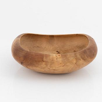 A birch bowl, signed PS, end of the 20th Century.