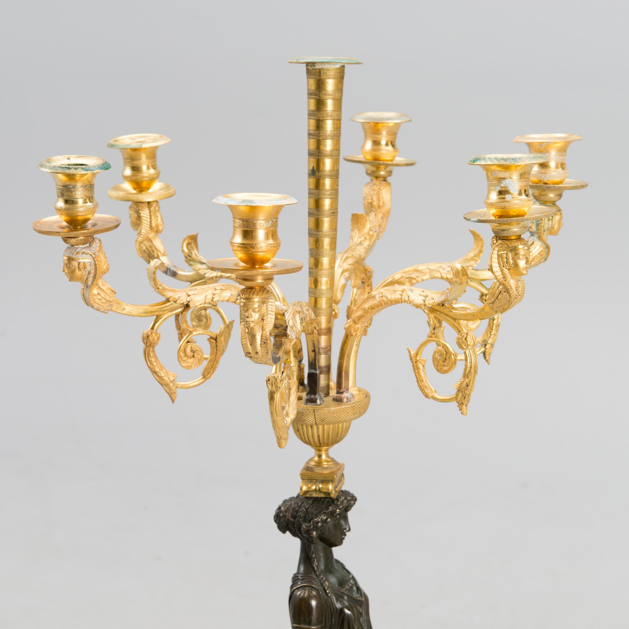A RUSSIAN ORMOLU CANDELABRA, early 19th century.