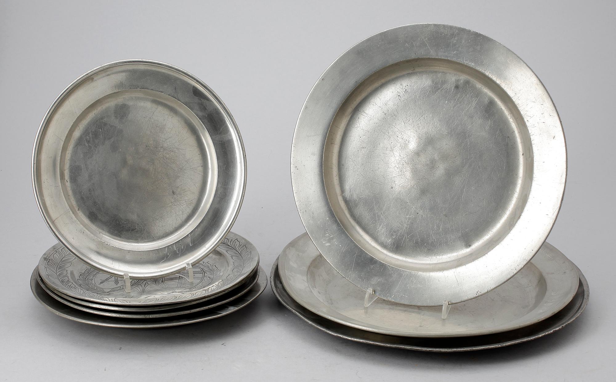 PARTI TENN, 12 delar, otydl stämplar, bla Sverige, 1800-tal.