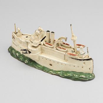 A IRON CAST BATTLE SHIP BANK "MAINE" BY J. & E. Stevens Co, Cromwell, early 20th century.