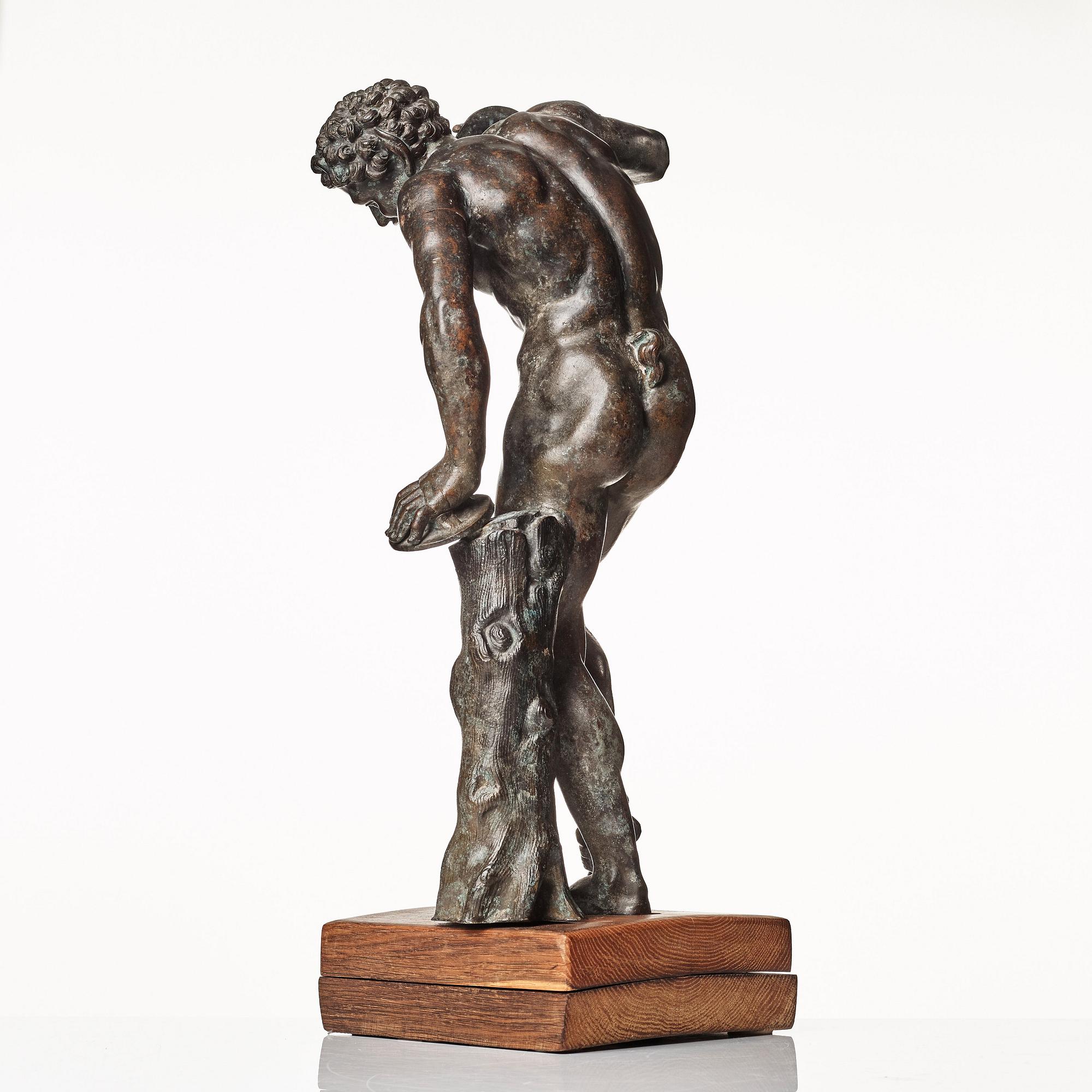 SCULPTURE, probably Italy 18th Century. Satyr with cymbals.