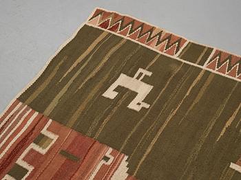 Barbro Nilsson, Matto,"Slottet", flat weave, ca 280-282 x 295,5-309,5 cm, designed by Barbro Nilsson, unsigned.