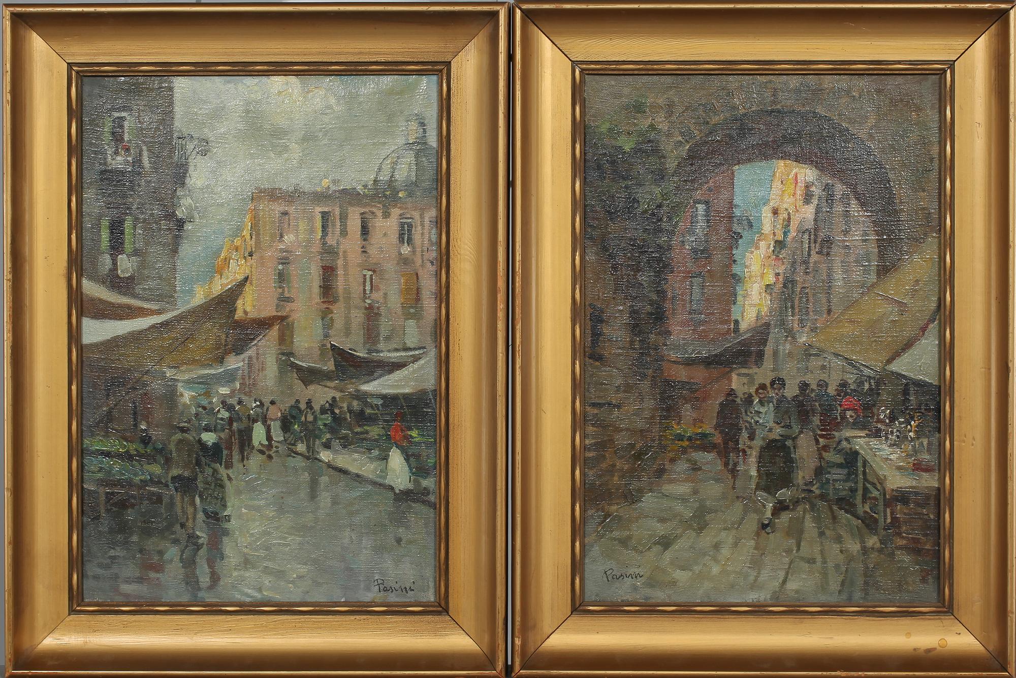 LAZZARO PASINI, 2 st oljor på duk, signerade.