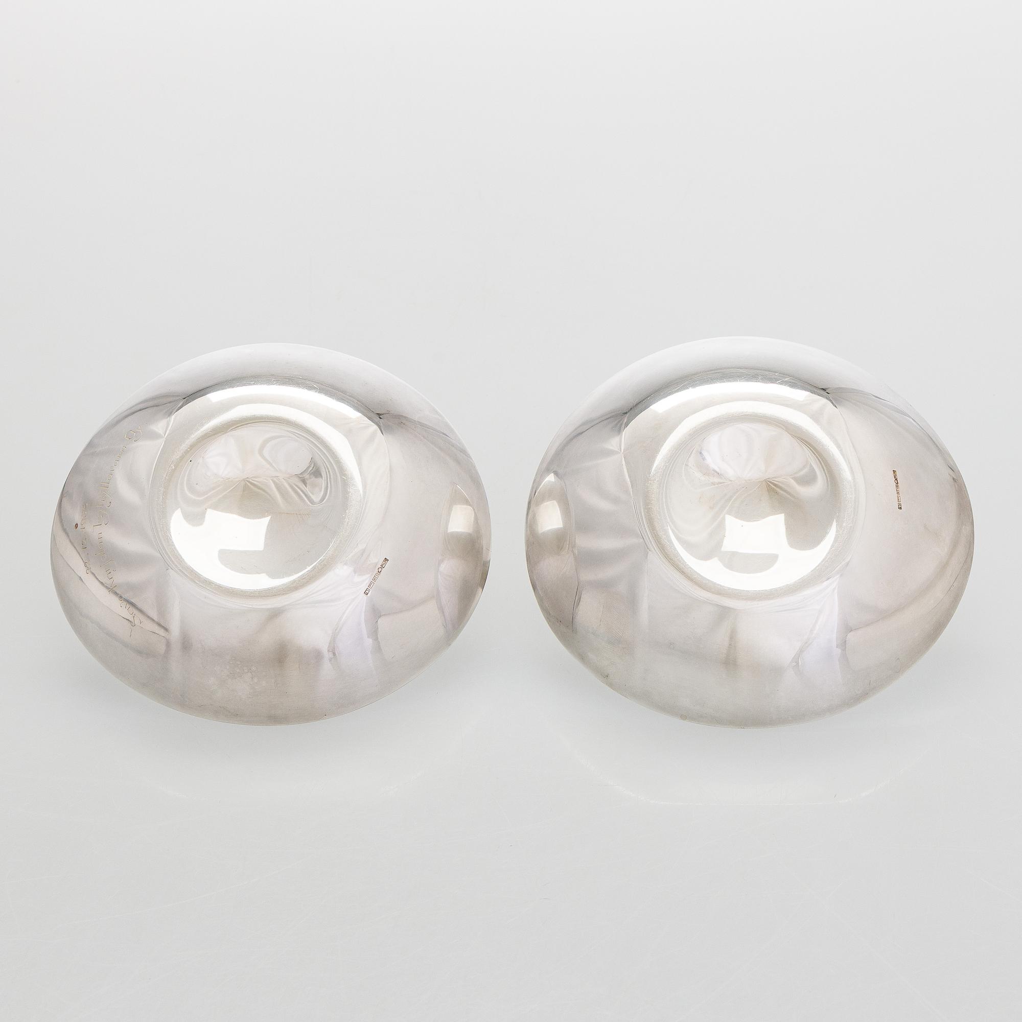 Tapio Wirkkala, ljusstakar ett par, silver, Hopeatehdas Helsinki 1956.