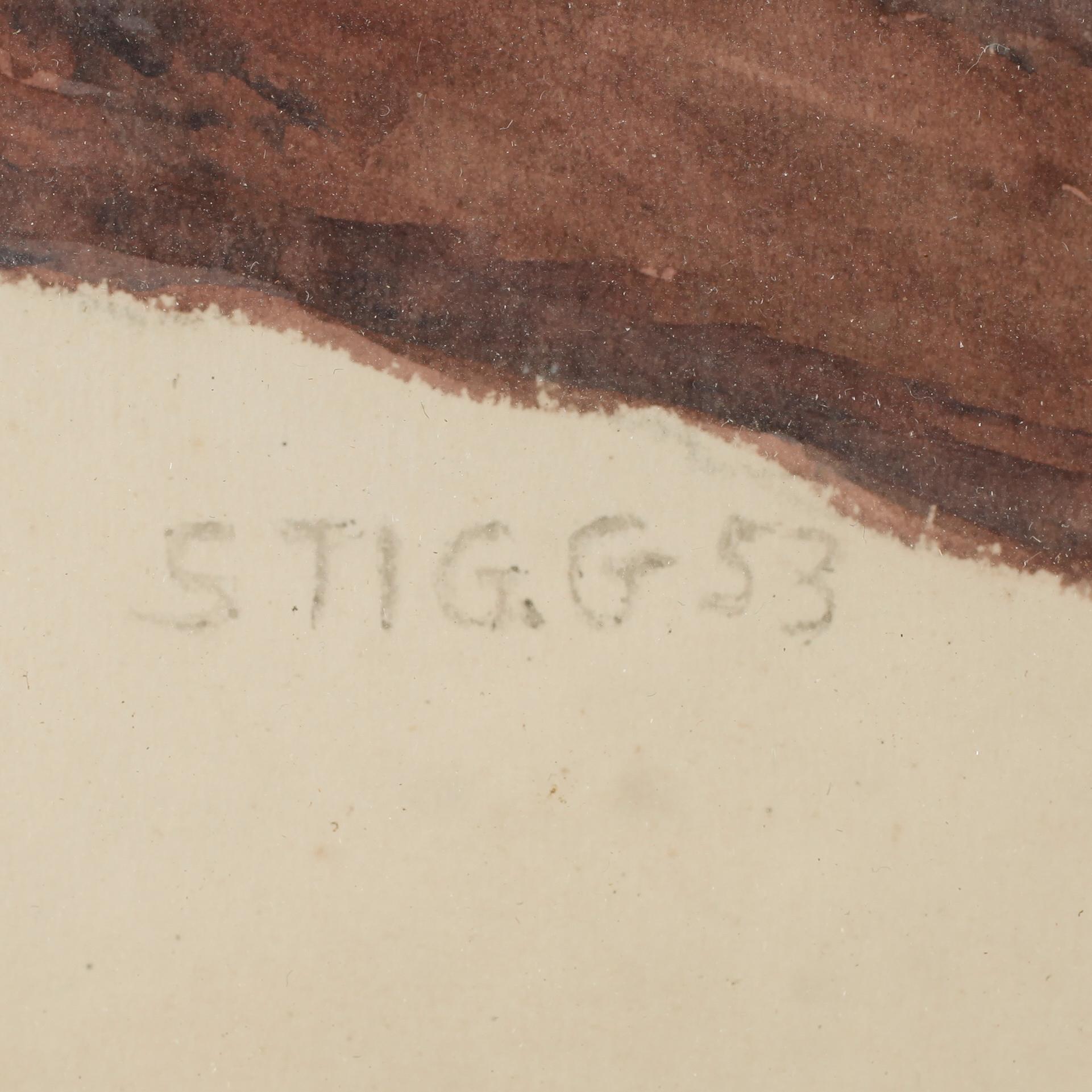 OKÄND KONSTNÄR, 4 st, blandteknik, en signerad Stig Lugen, 1950-tal.