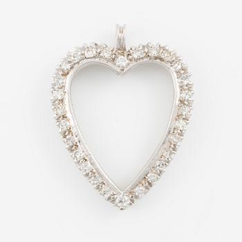 Hänge, i form av hjärta, 14K vitguld med åttkantslipade diamanter.