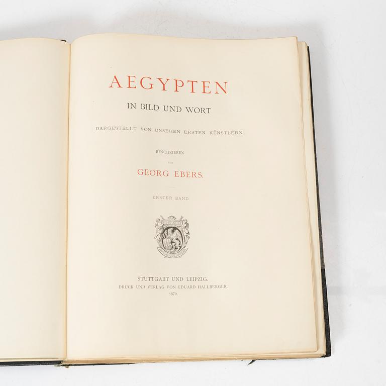 Georg Ebers, books on Egypt, two volumes, Stuttgart & Leipzig, Germany, 1879-80.