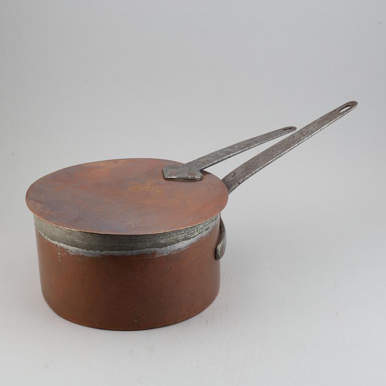A cooking pot and a lid, Tullgarns Slott, Sweden, dated 1851.