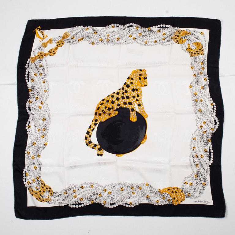 Cartier, a 'Panthère Royale' jaquard silk scarf.