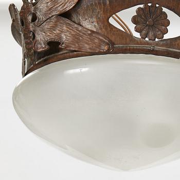 An Art Nouveau ceiling lamp, early 20th Century.