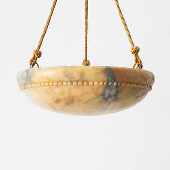 A ceiling lamp, alabaster, 1920s.