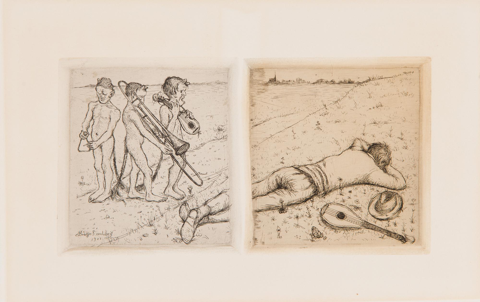 Hugo Simberg, "Epäsointuja" & "Nukahtanut pelimanni".