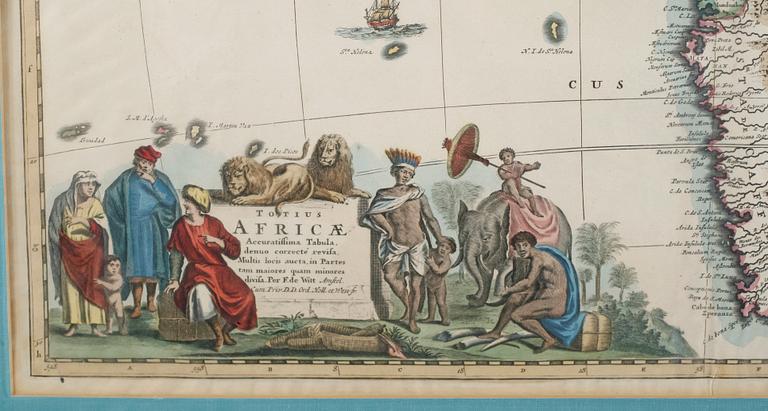 KOPPARSTICK, karta, kolorerad, Frederick de Wit, 1600-/1700-tal.
