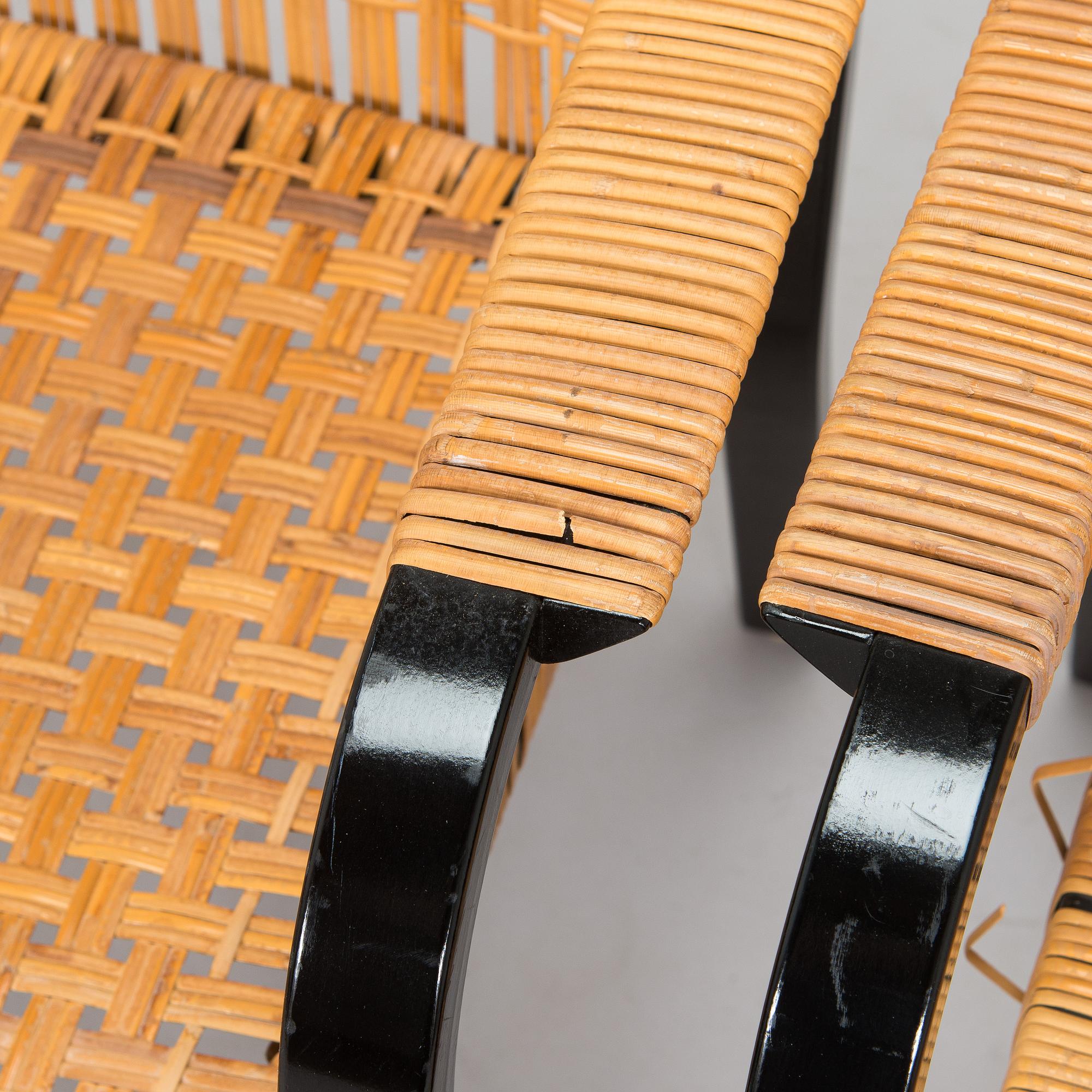 Alvar Aalto, nojatuoleja, 6 kpl, malli 45, Artek 1970-luku.