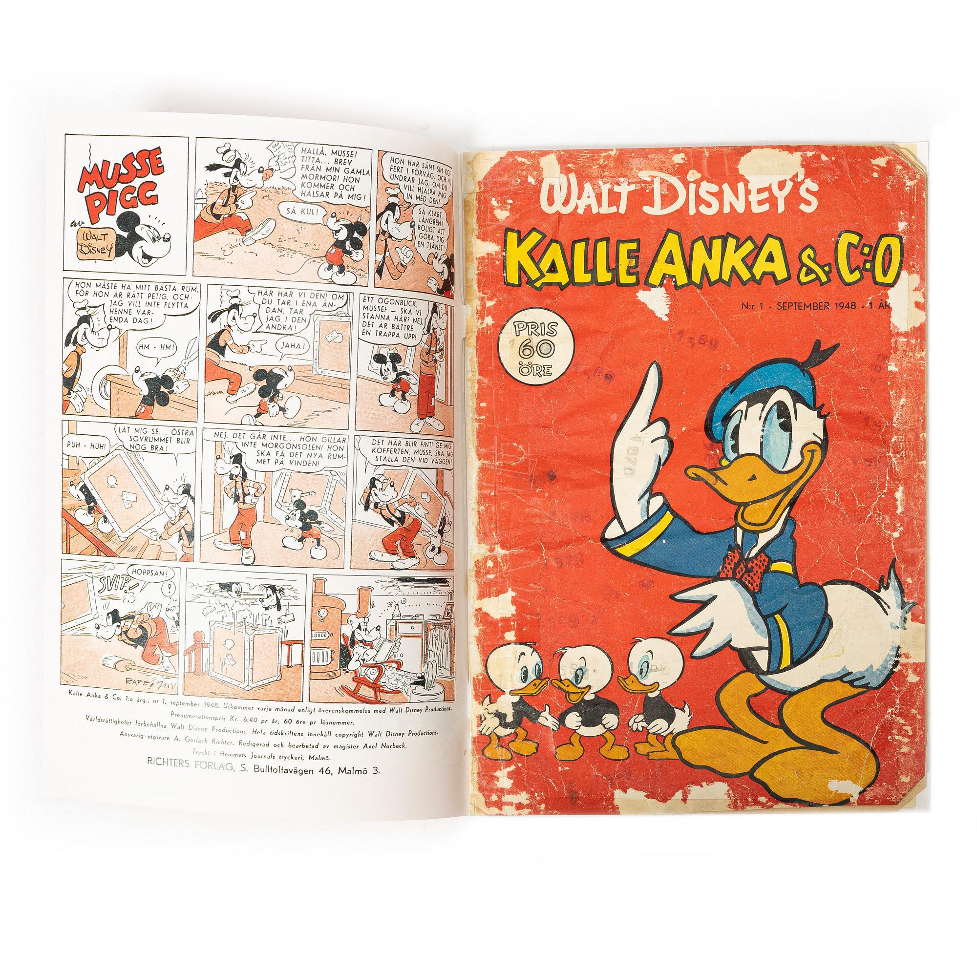 Comic book, Kalle Anka & Co, no. 1, 1948.