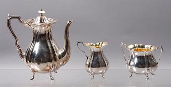 KAFFESERVIS, 3 delar, silver. GAB, Stockholm. 1941-43.