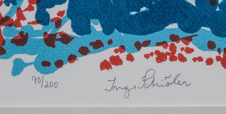 INGE SCHIÖLER, seriegrafi. Signerad och numrerad 90/200. Utförd 1970.
