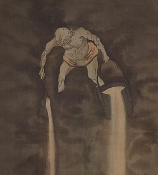 RULLMÅLNINGAR, sex stycken, tusch och färg på papper. Japan, Meiji (1868-1912).