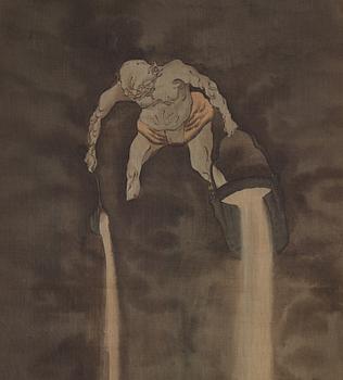 Six Japanese scrolls, ink and colour on paper, Meiji (1868-1912).