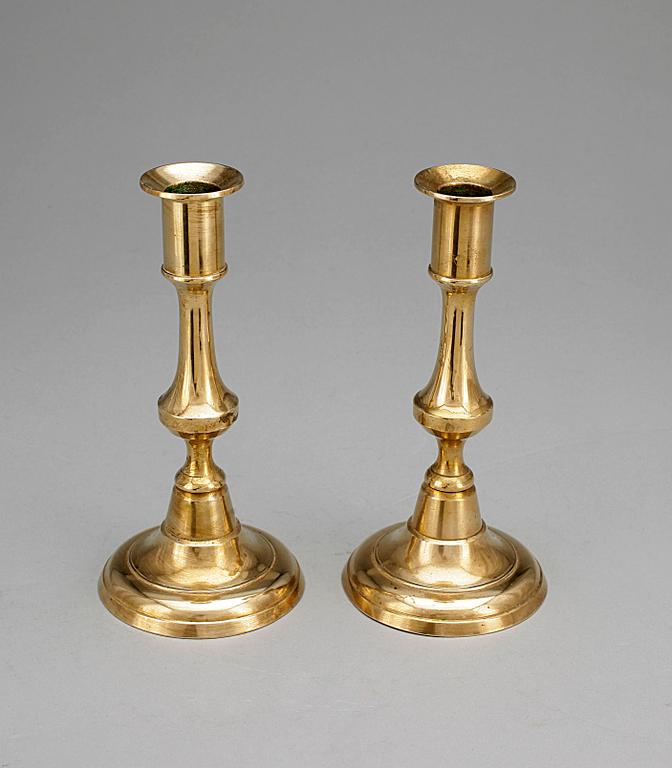 LJUSSTAKAR, 6 st, mässing, 1800/1900-tal.