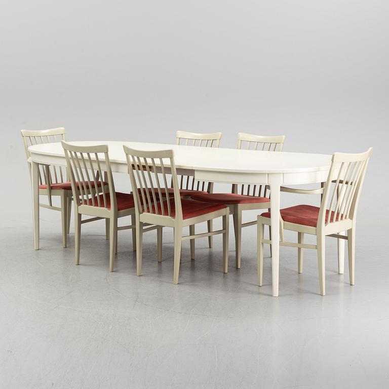 Carl Malmsten, a seven-piece 'Herrgården' dining suite, Bodafors, 1960.