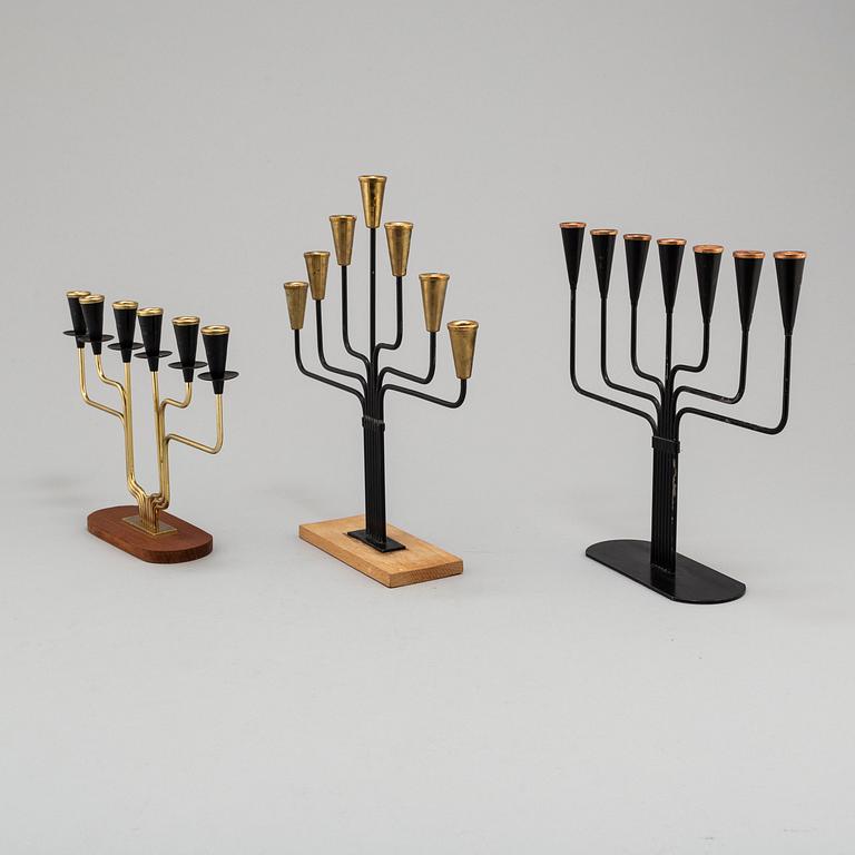 Thre second half of the 20th century candle holders by Gunnar Ander for Ystad Metall.