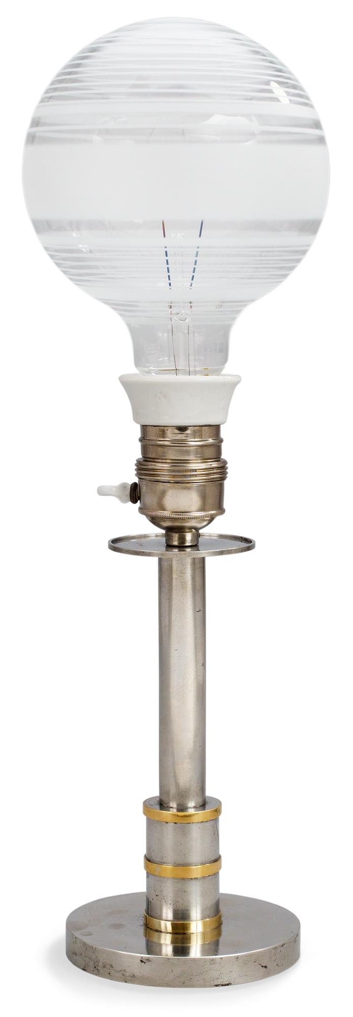 A Firma Svenskt Tenn pewter and brass table lamp, possibly Björn Trägårdh, 1930.