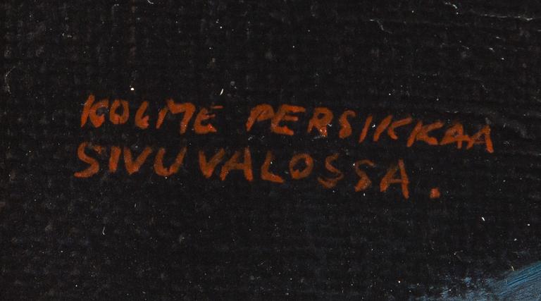 Jan Palmu, 'Tre persikor i sidoljus'.