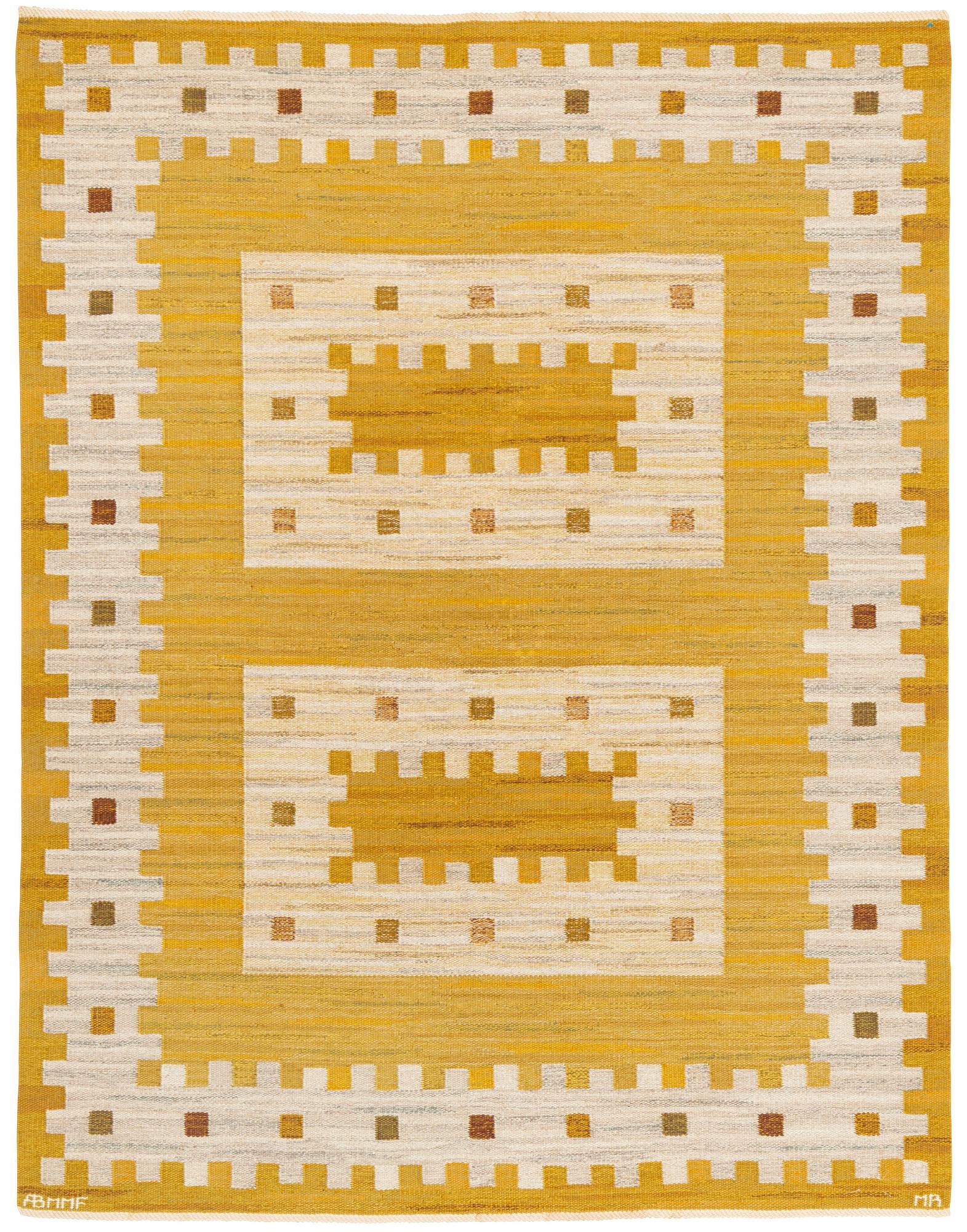 Marianne Richter, matta, "Gultaggen", rölakan, ca 244 x 190 cm, signerad AB MMF MR.