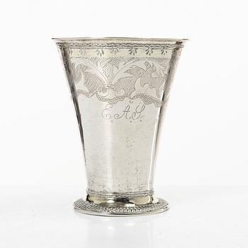 A Swedish Rococo silver beaker, mark of Elias Noreus, Östhammar 1760.