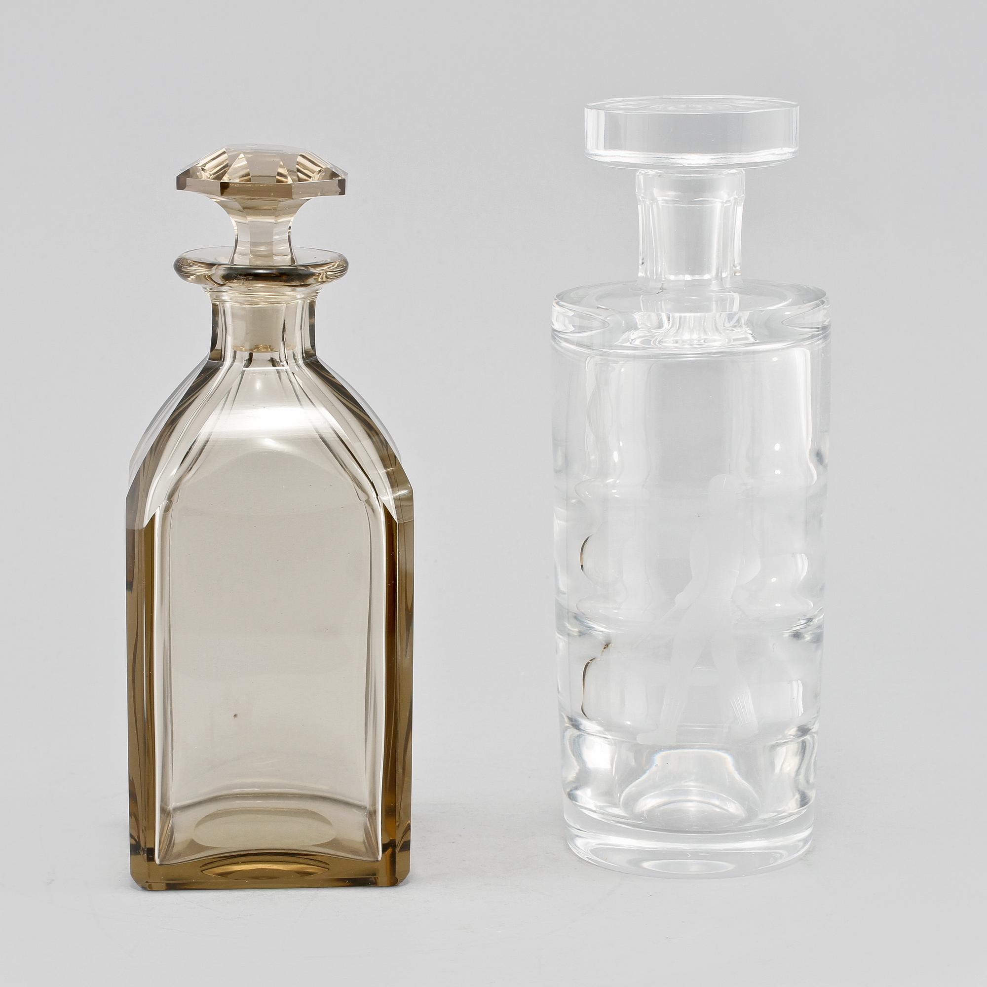 KARAFFER, 2 st, glas, Kosta, 1920/1930-tal.