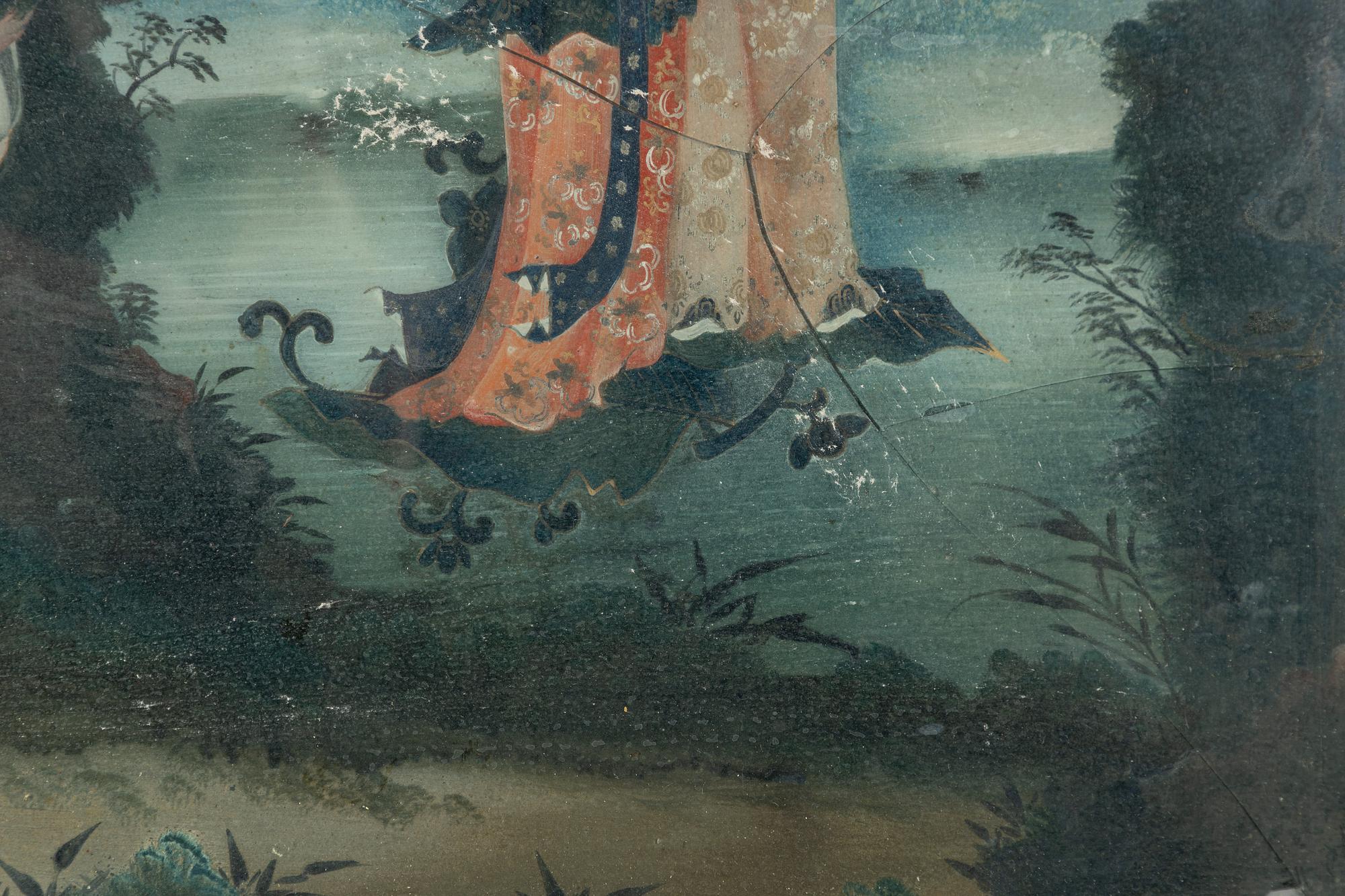 A Chinese reverse glass painting, circa 1800.
