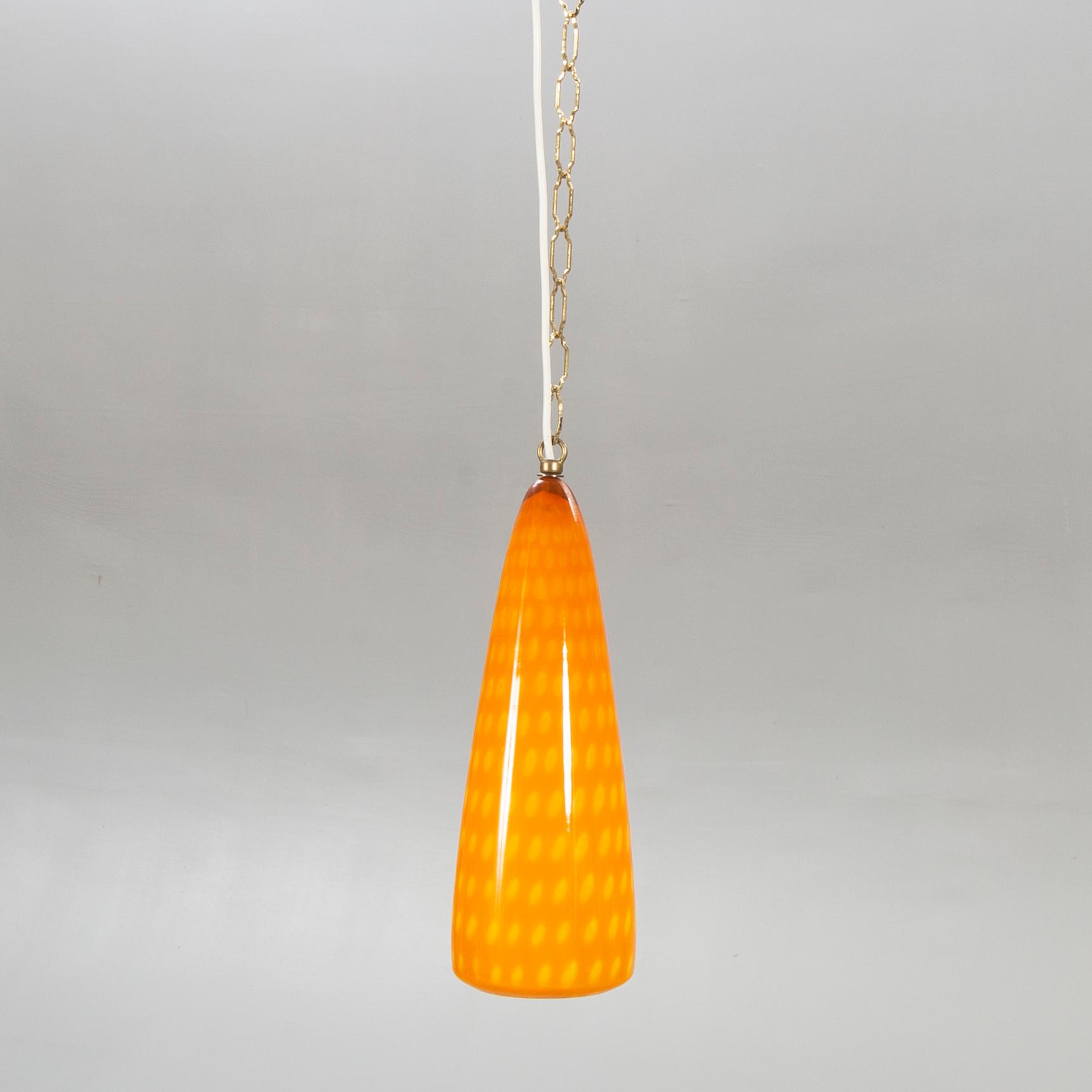 Ceiling pendant, glass, probably Murano, 1950s-60s.